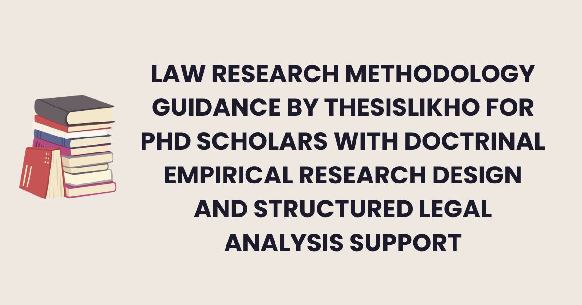 Law research methodology guidance by ThesisLikho for PhD scholars with doctrinal empirical research design and structured legal analysis support
