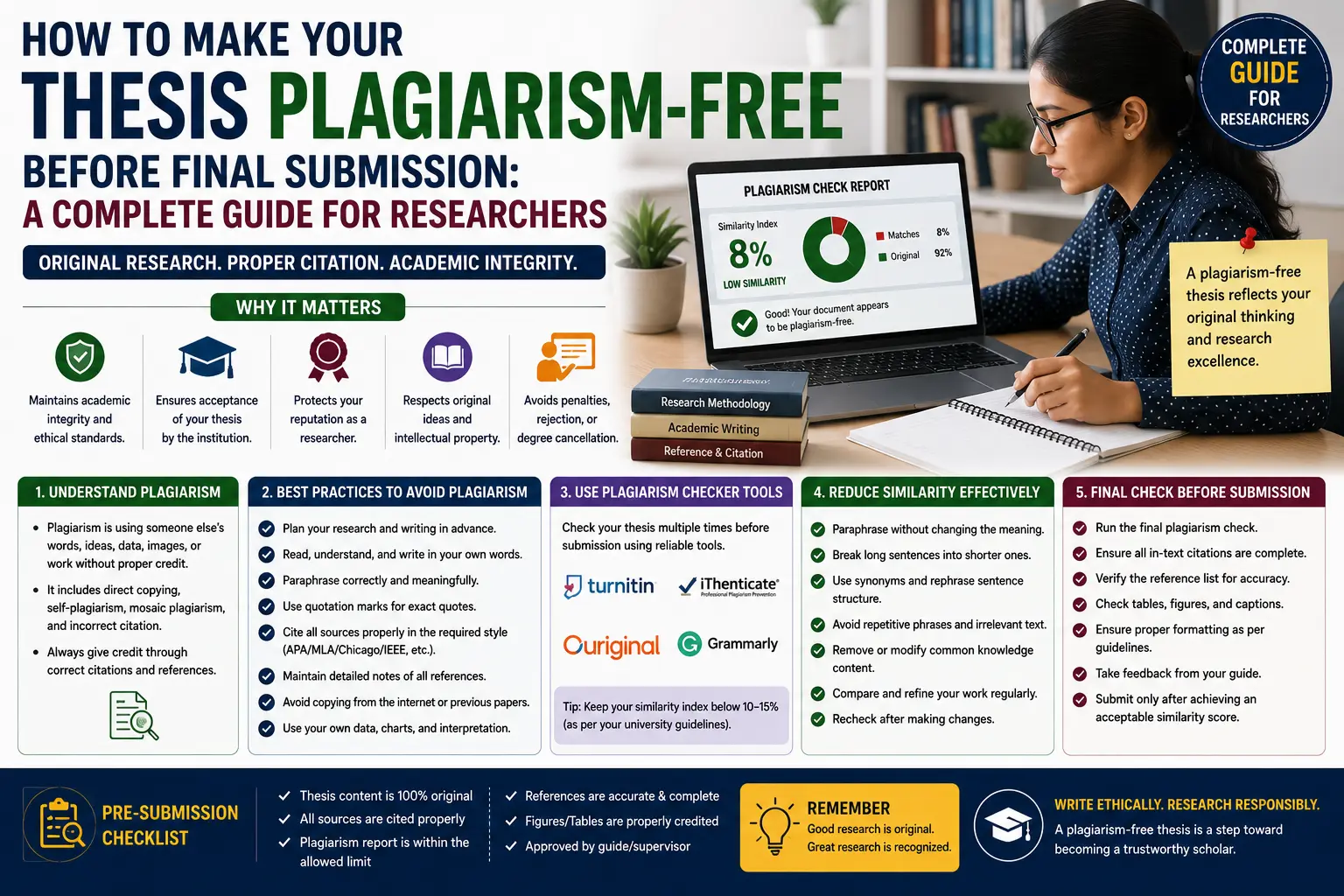 How to Reduce Plagiarism in a Thesis: Complete Pre-Submission Guide for Researchers (2026)