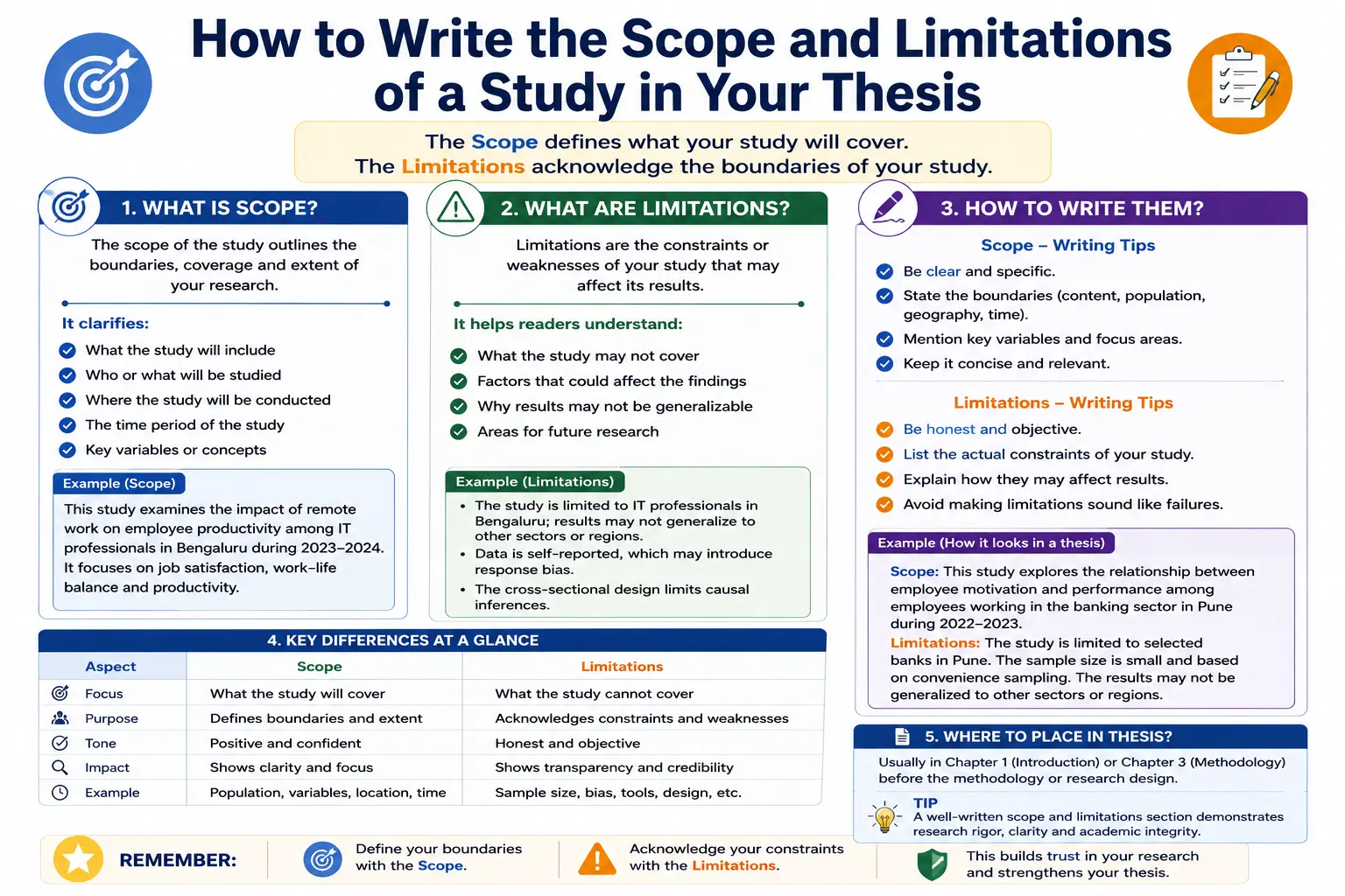 How to Write the Scope and Limitations of a Study in Your Thesis: Complete Guide for PhD Scholars