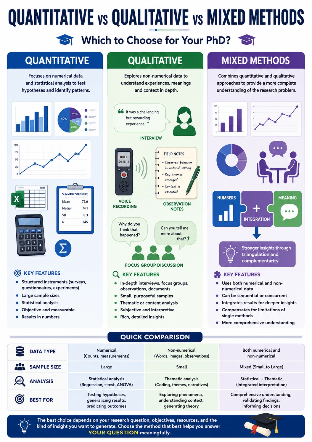 Quantitative vs Qualitative vs Mixed Methods: Which Research Method Should You Choose for Your PhD?