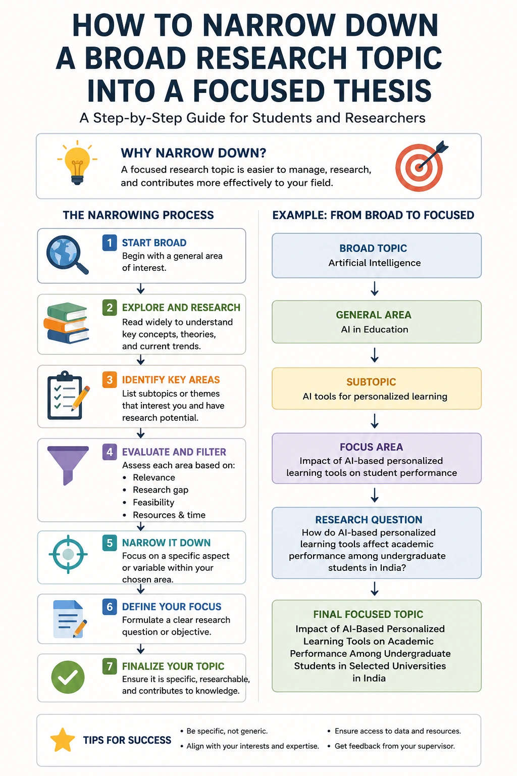 How to Narrow Down a Broad Research Topic into a Focused Thesis
