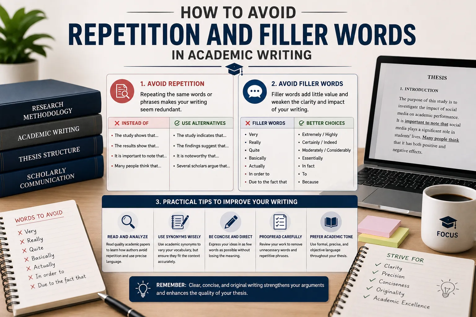 How to Avoid Repetition and Filler Words in Academic Writing