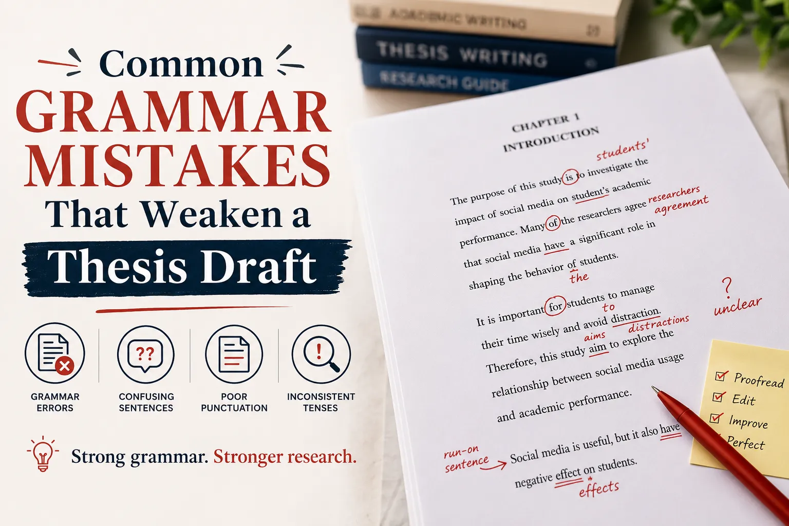 Common Grammar Mistakes That Weaken a Thesis Draft
